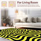 Bold Yellow Black Swirl Pattern Rug