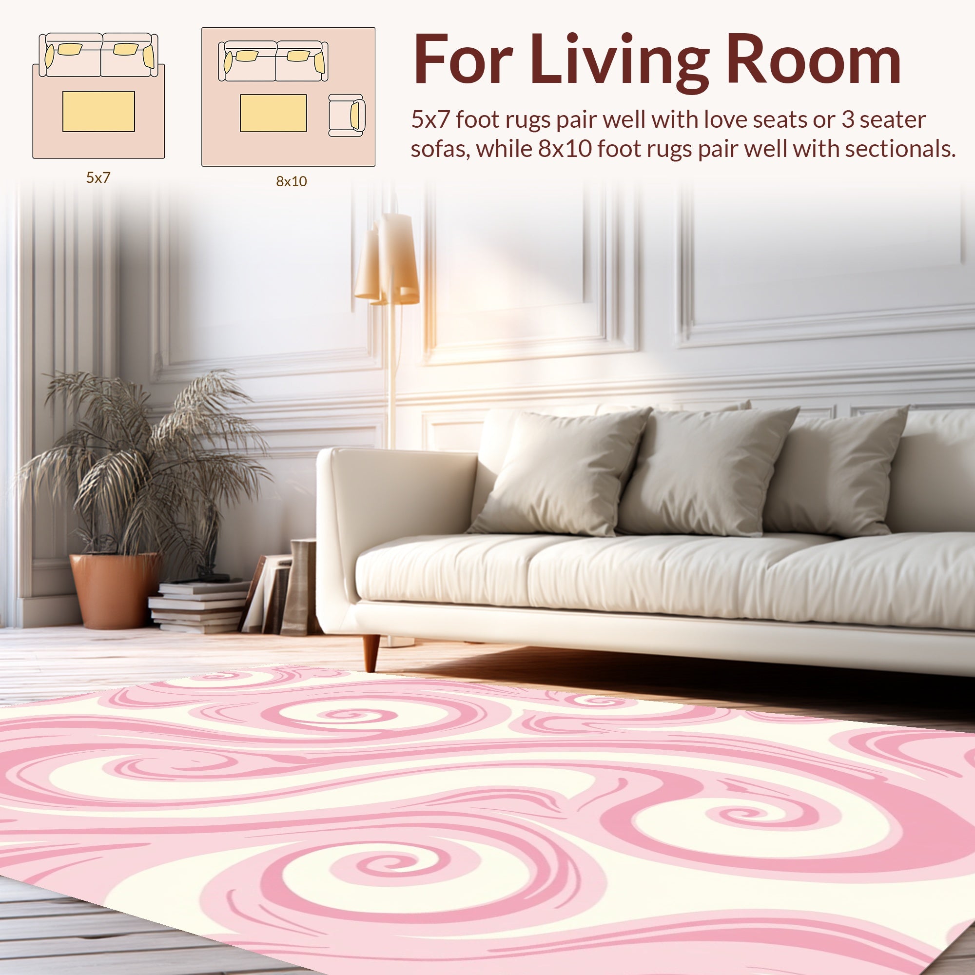 Pink Swirl Abstract Pattern Rug