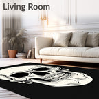 Bold Black and Cream Skull Graphic Rug