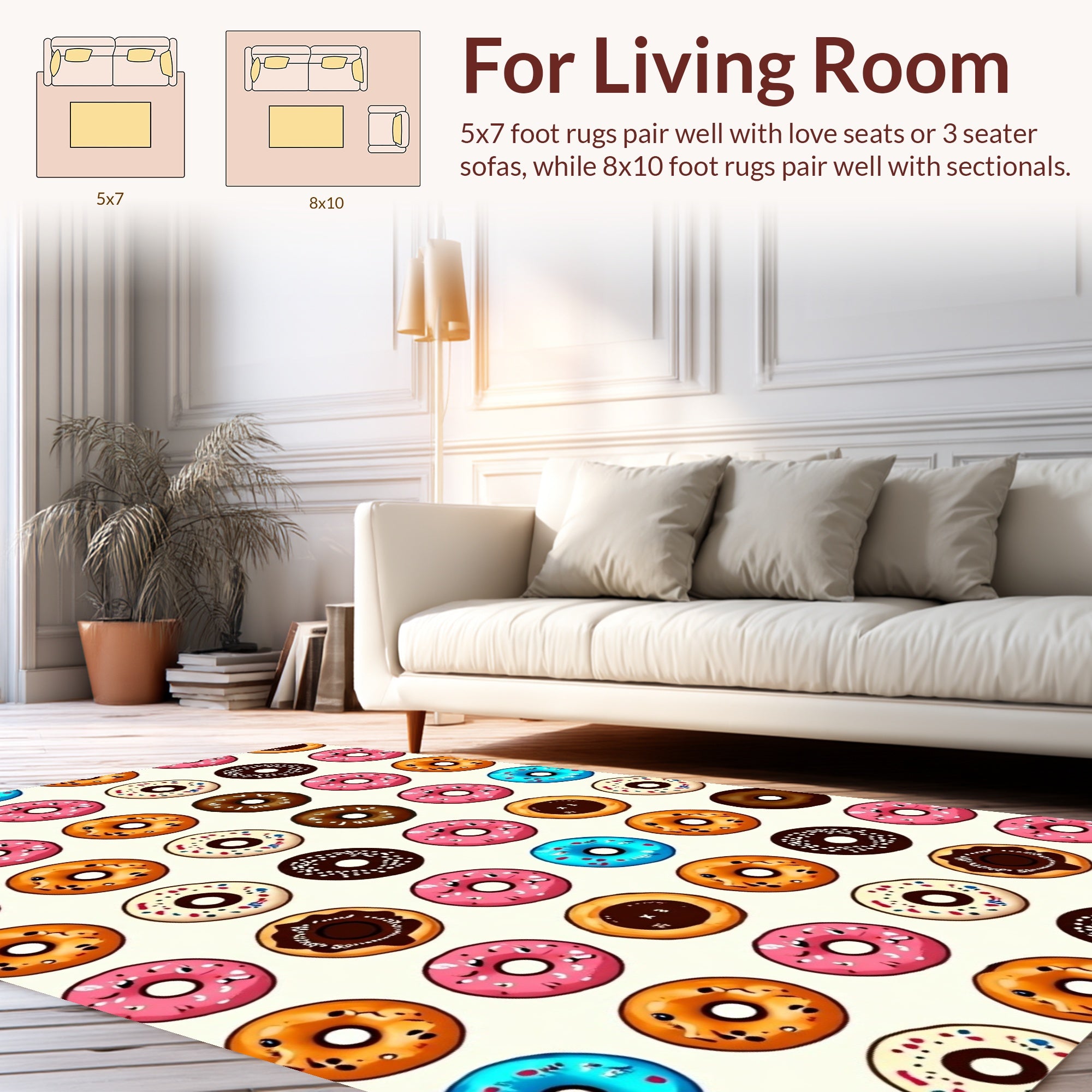Whimsical Donut Pattern With Sprinkles Rug
