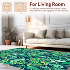 Emerald Green Lush Floral Pattern Rug