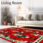 Festive Red Nutcracker Soldiers Border Rug