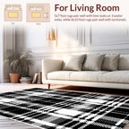 Classic Black White Plaid Pattern Rug