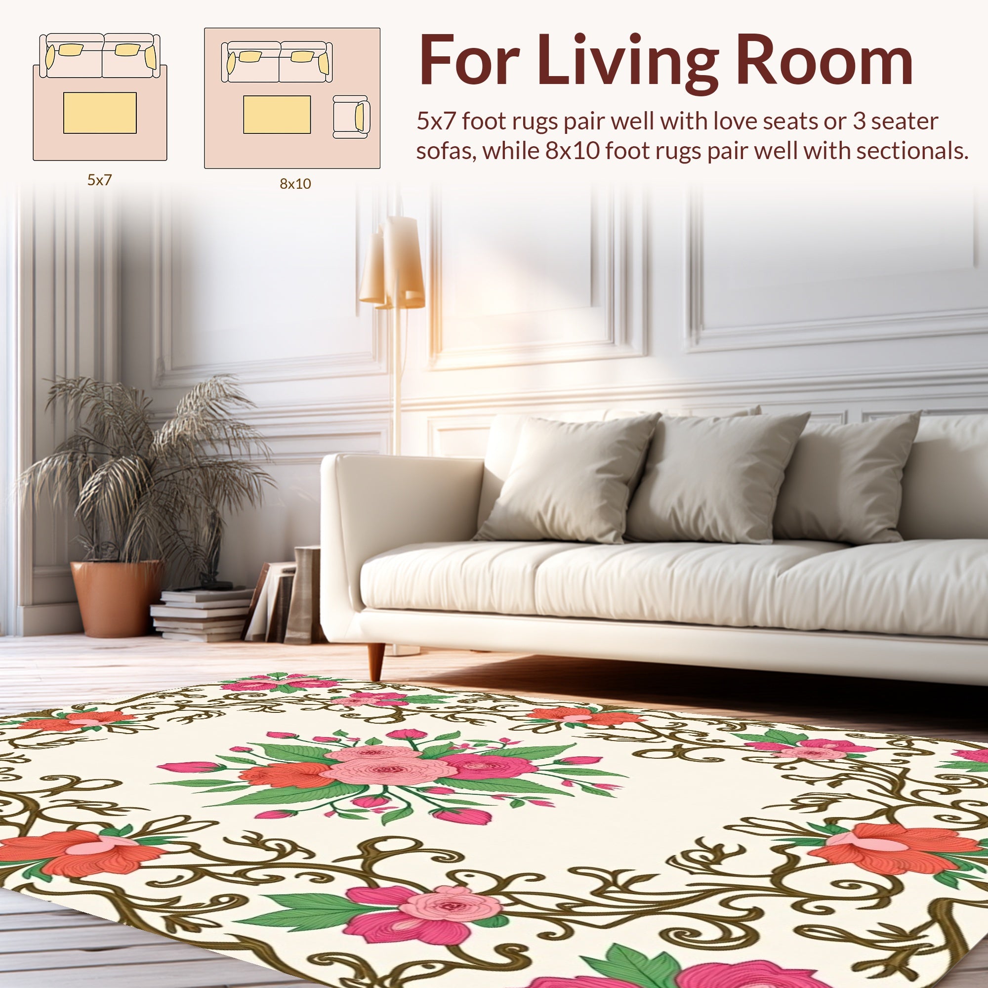 Floral Vine Decorative Design Rug