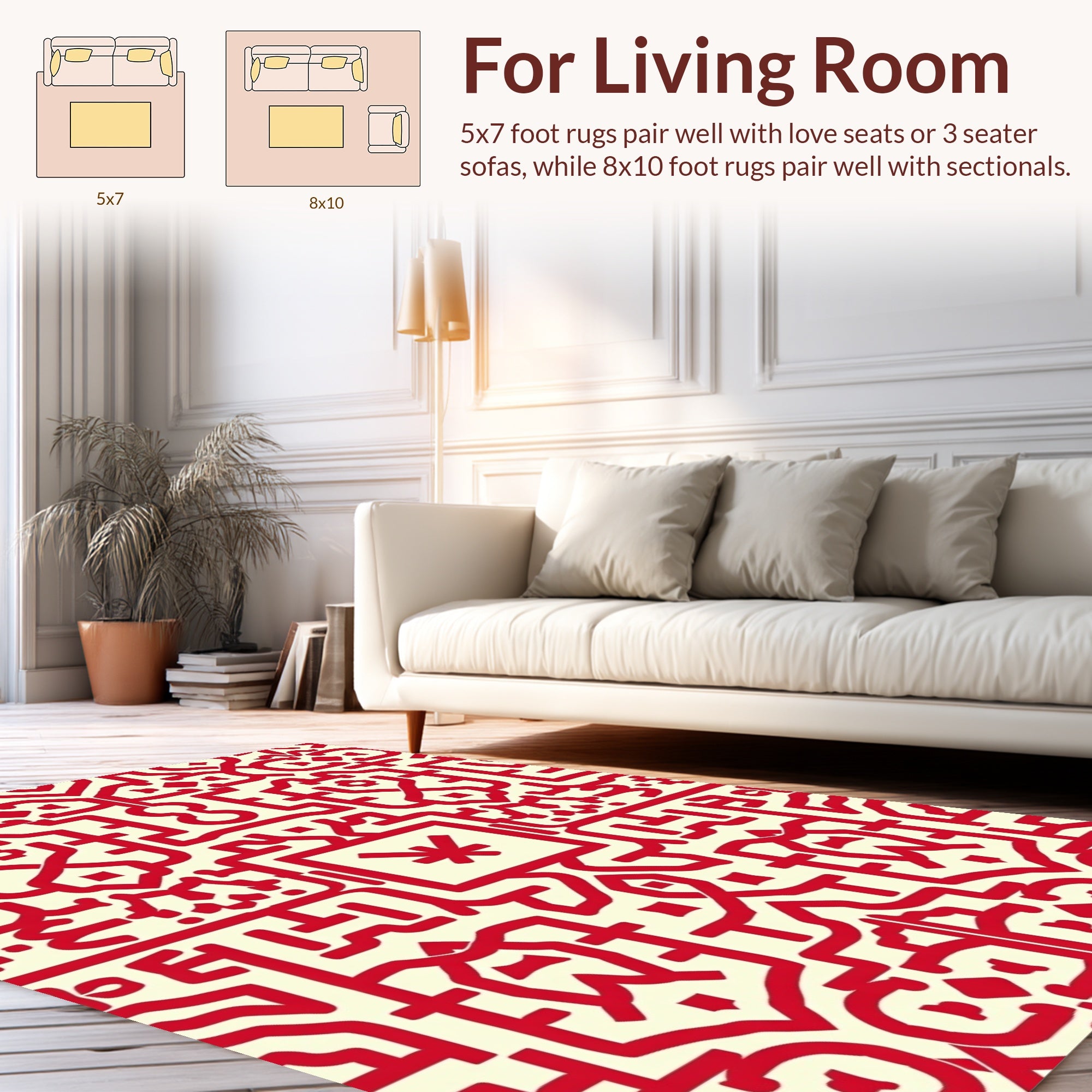 Red Geometric Abstract Pattern Rug
