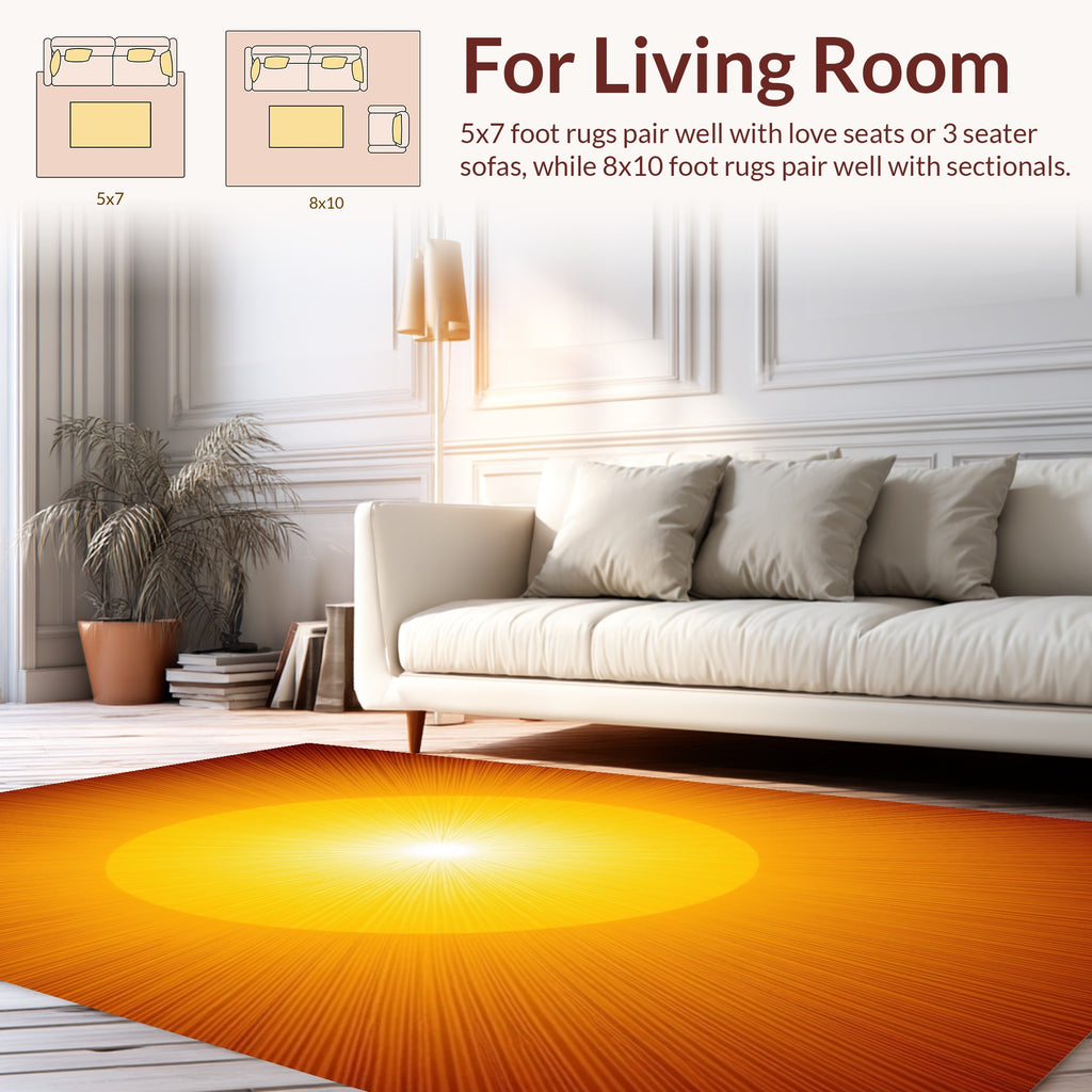 Radiant Sunburst Warm Orange Rug