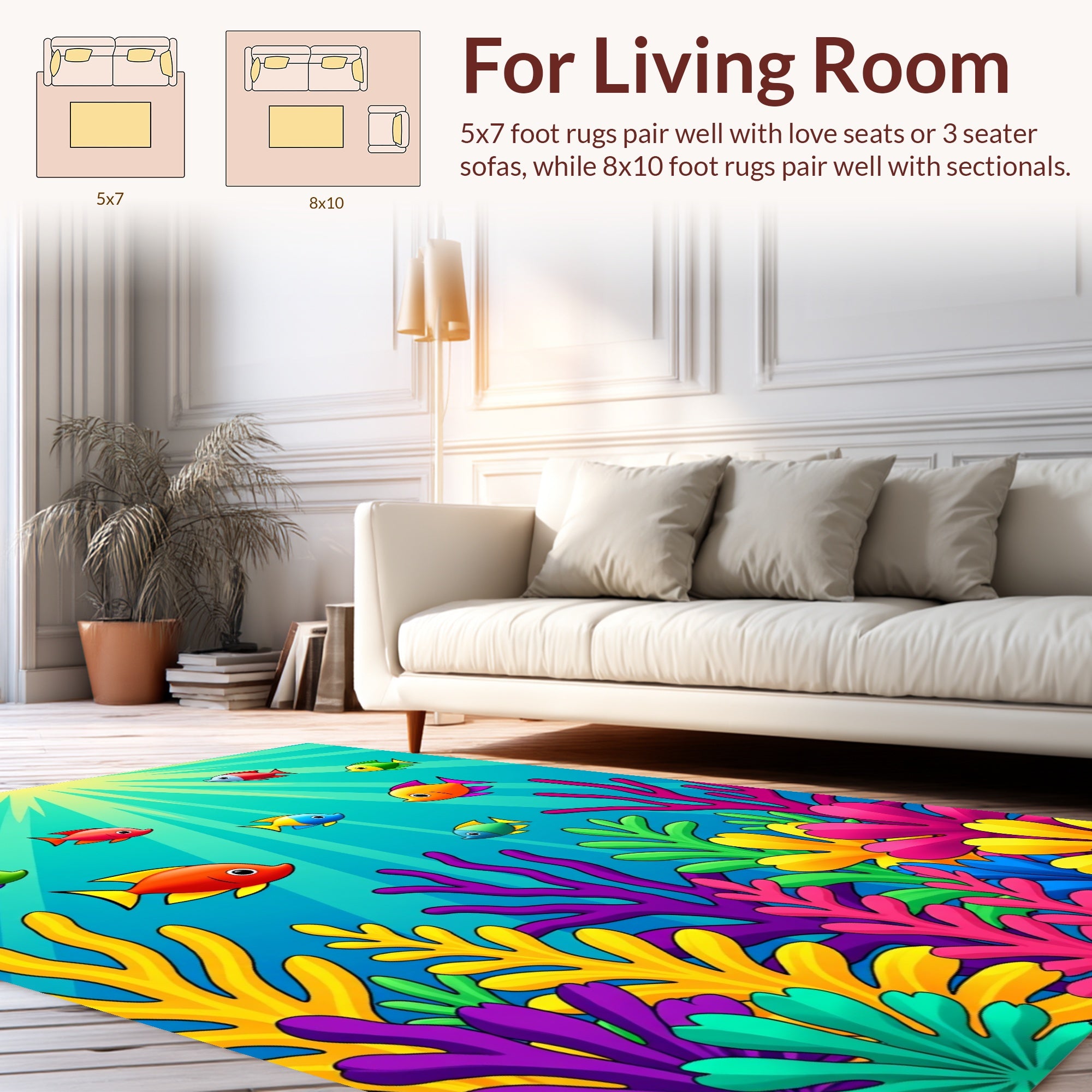 Coral Reef Fish Underwater Life Design Rug