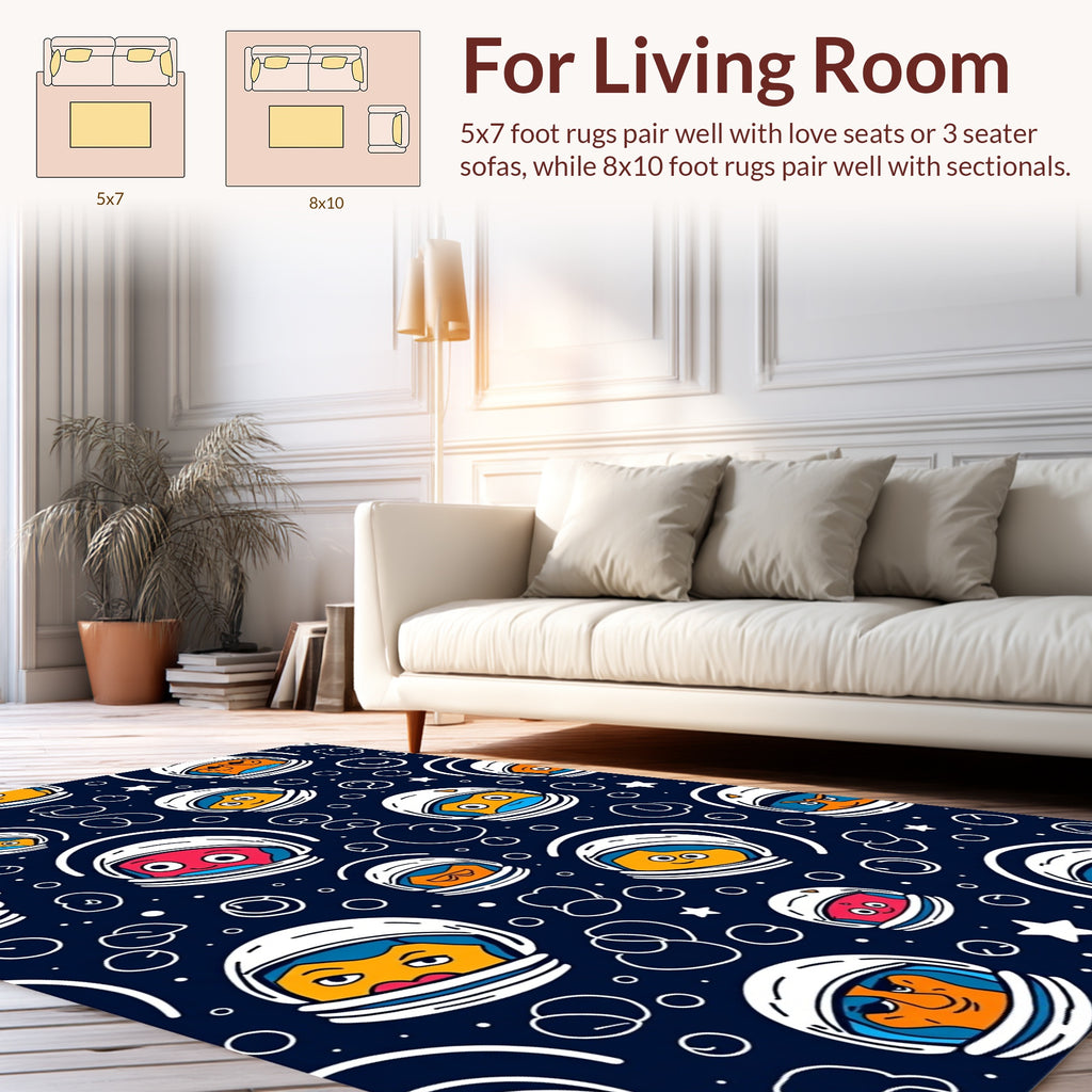 Cosmic Astronaut Faces Pattern Design Rug