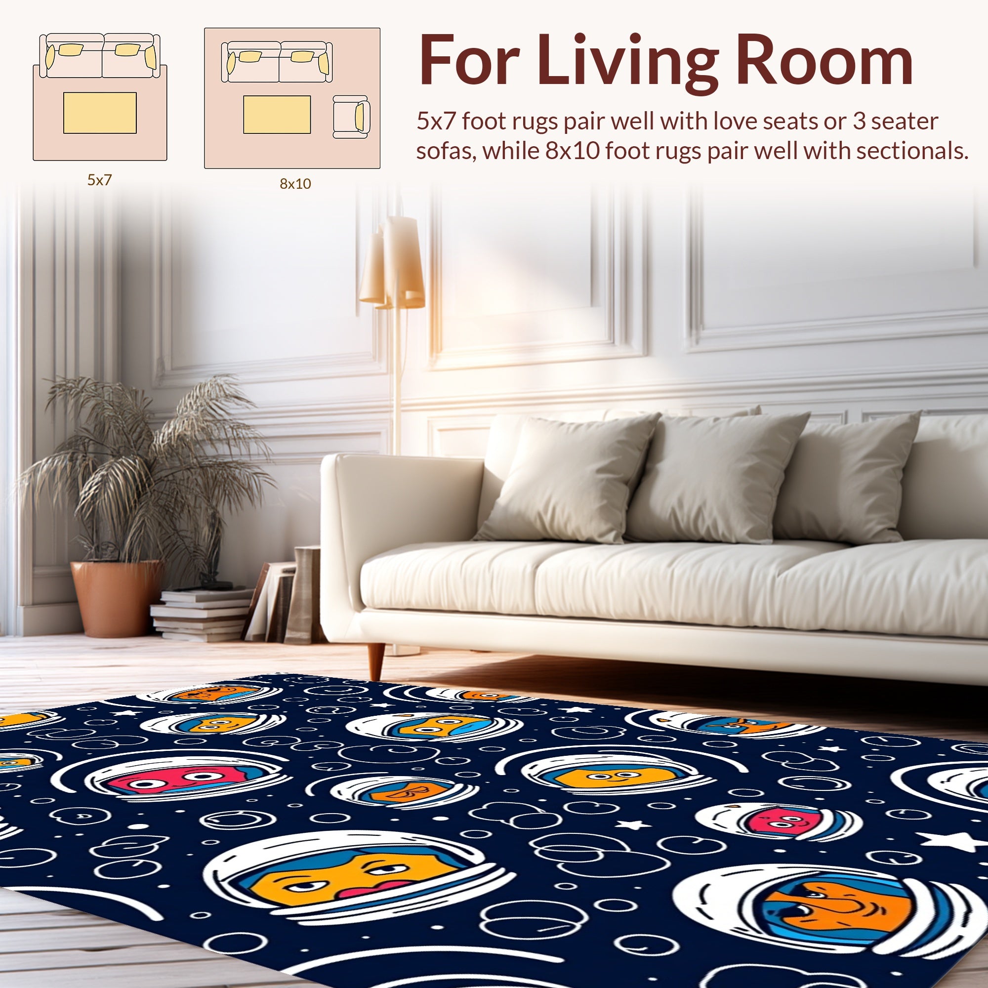 Cosmic Astronaut Faces Pattern Design Rug