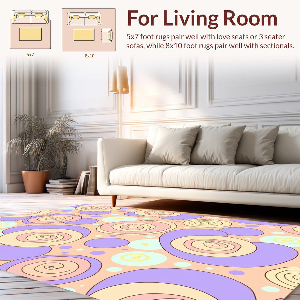 Whimsical Swirls And Circles Pattern Rug