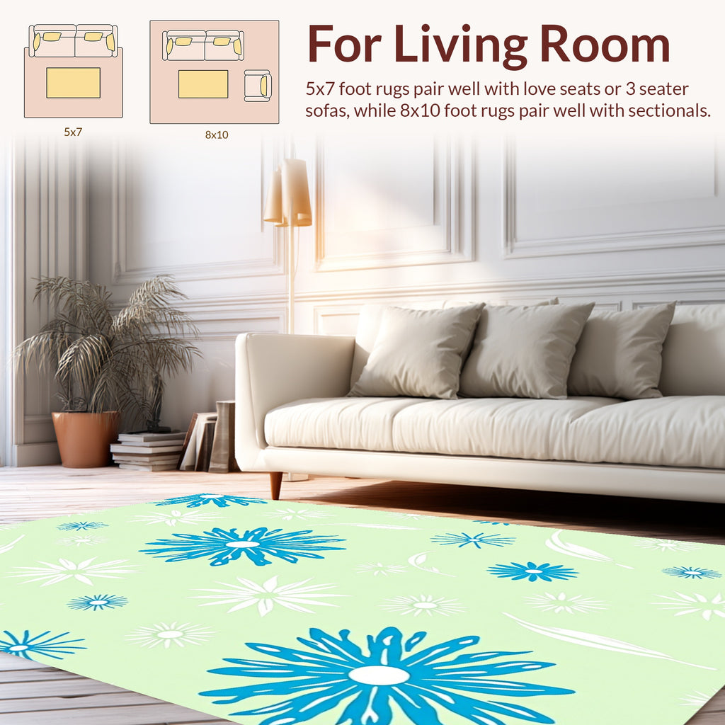 Retro Floral Starburst Pattern Rug