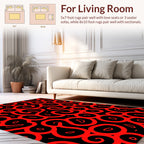 Abstract Organic Red Black Swirls Rug