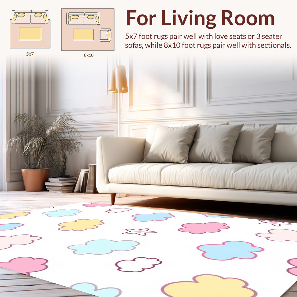 Pastel Clouds And Stars Pattern Rug