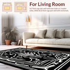 Monochromatic Floral Scrollwork Design Rug