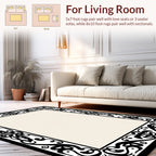 Black Floral Scrollwork Design Rug