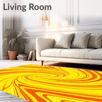 Yellow Orange Swirl Patterned Rug