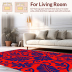Vibrant Blue Floral Vine Pattern Rug