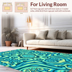 Aqua Swirl Abstract Pattern Rug