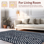 Monochrome Striped Interlocking Diamond Pattern Rug