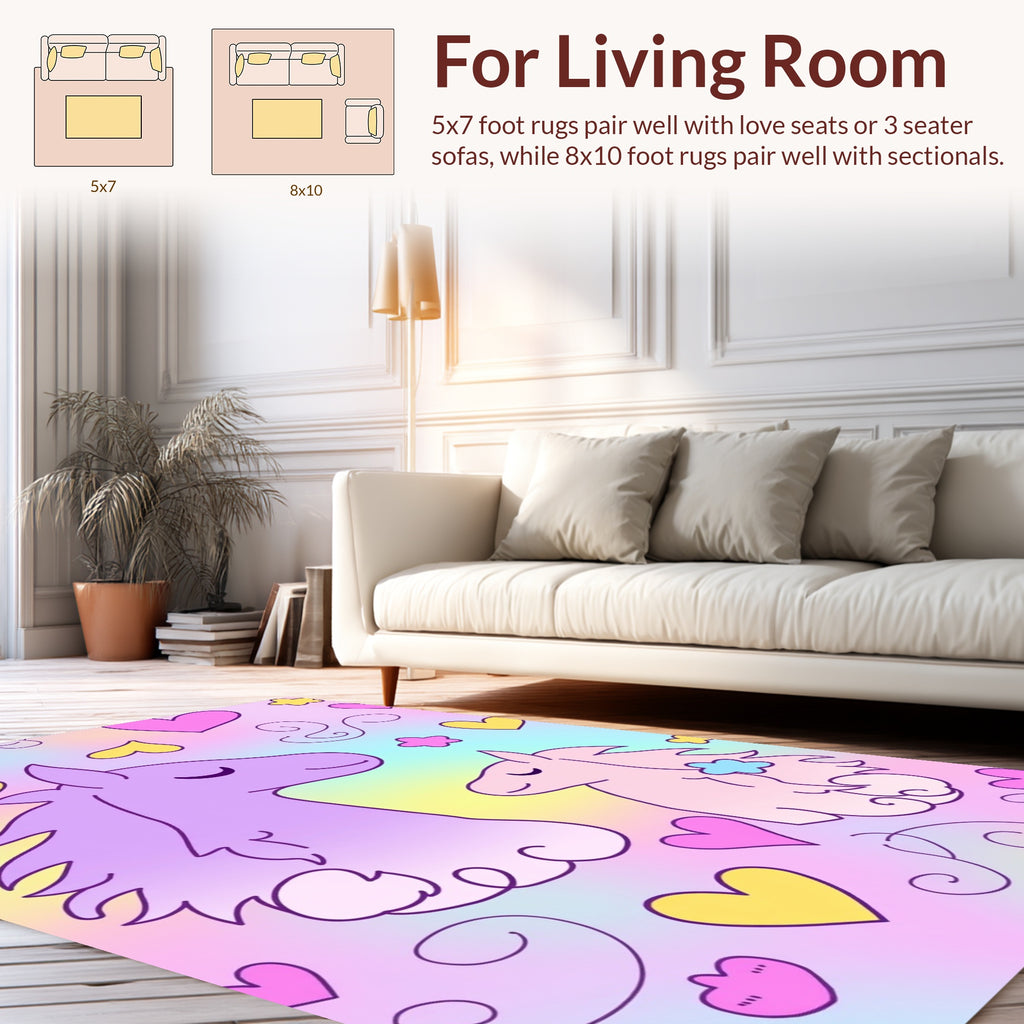 Sweet Unicorn Heart Pastel Pattern Rug