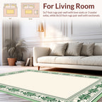 Emerald Garden Bordered Floral Design Rug