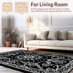 Black White Mandala Floral Design Rug