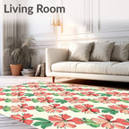 Coral Pink Floral Pattern Rug