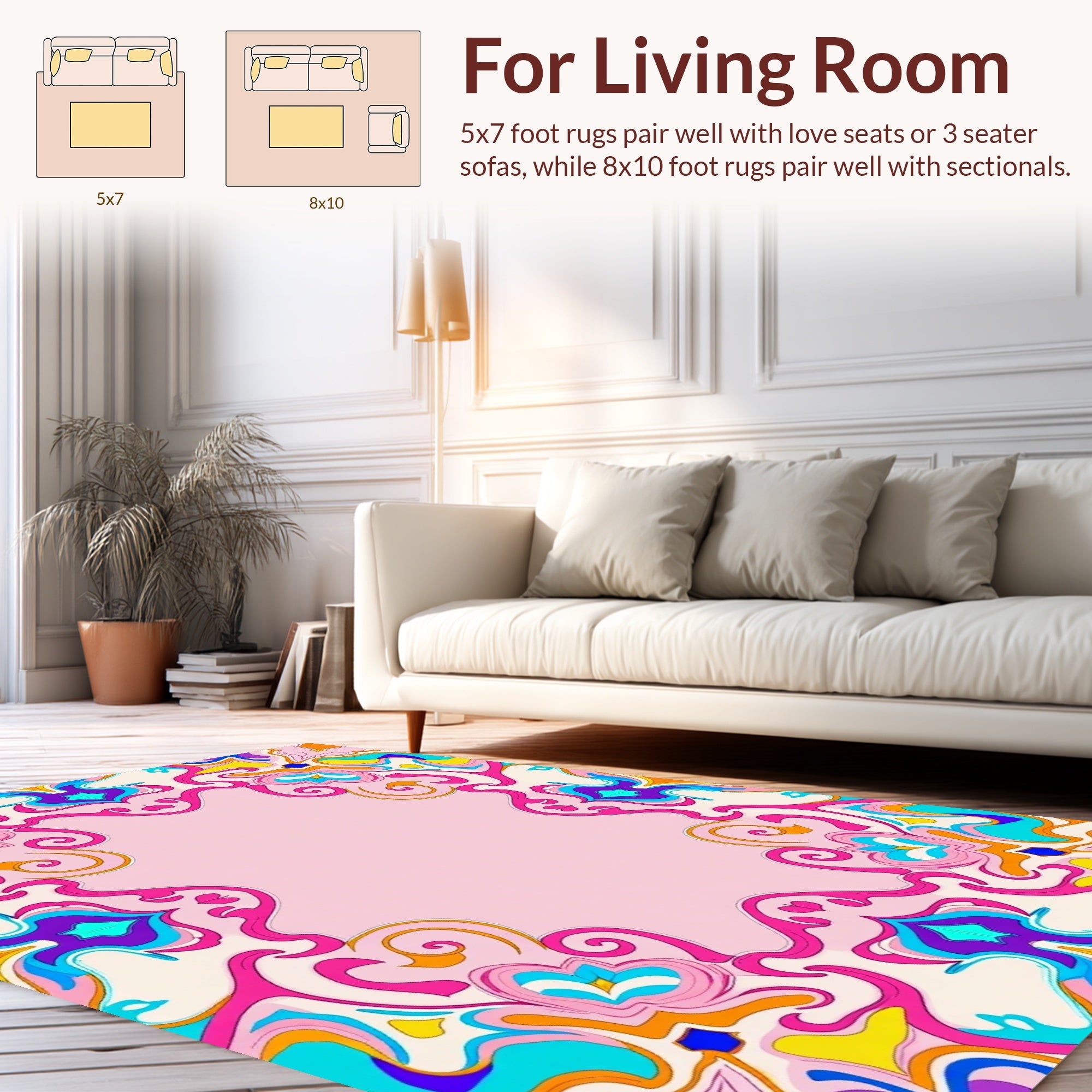 Vibrant Swirls Pastel Patterned Rug