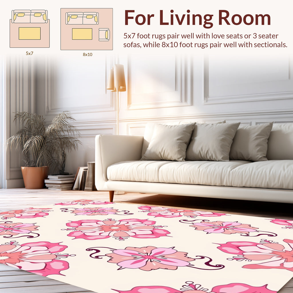 Pink Floral Mandala Pattern Rug