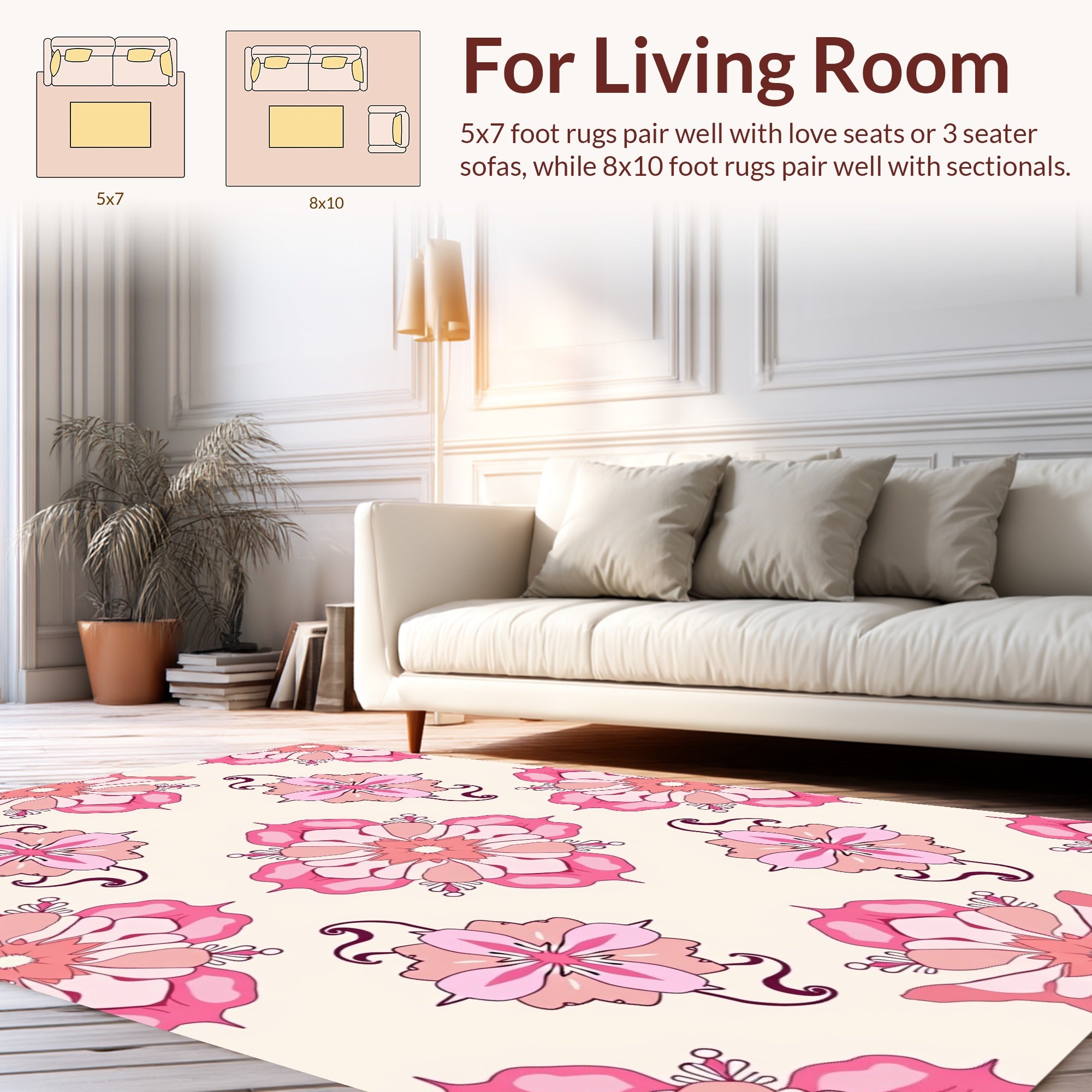 Pink Floral Mandala Pattern Rug