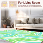 Aqua Green Swirl Leaf Pattern Rug