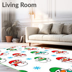 Playful Snowman With Red Green Accents Rug