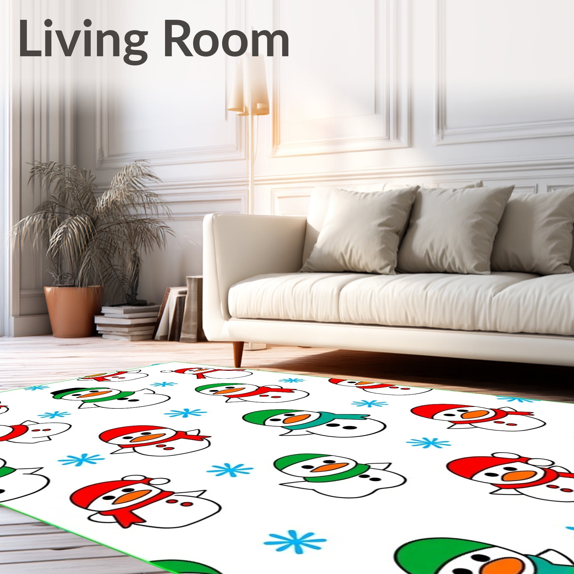 Playful Snowman With Red Green Accents Rug