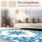 Elegant Blue Snowflake Pattern Rug