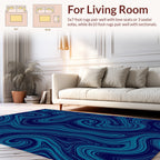Dark Blue Swirl Abstract Water Pattern Rug