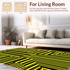 Bold Yellow Black Geometric Design Rug