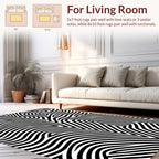 Artistic Black White Optical Illusion Rug