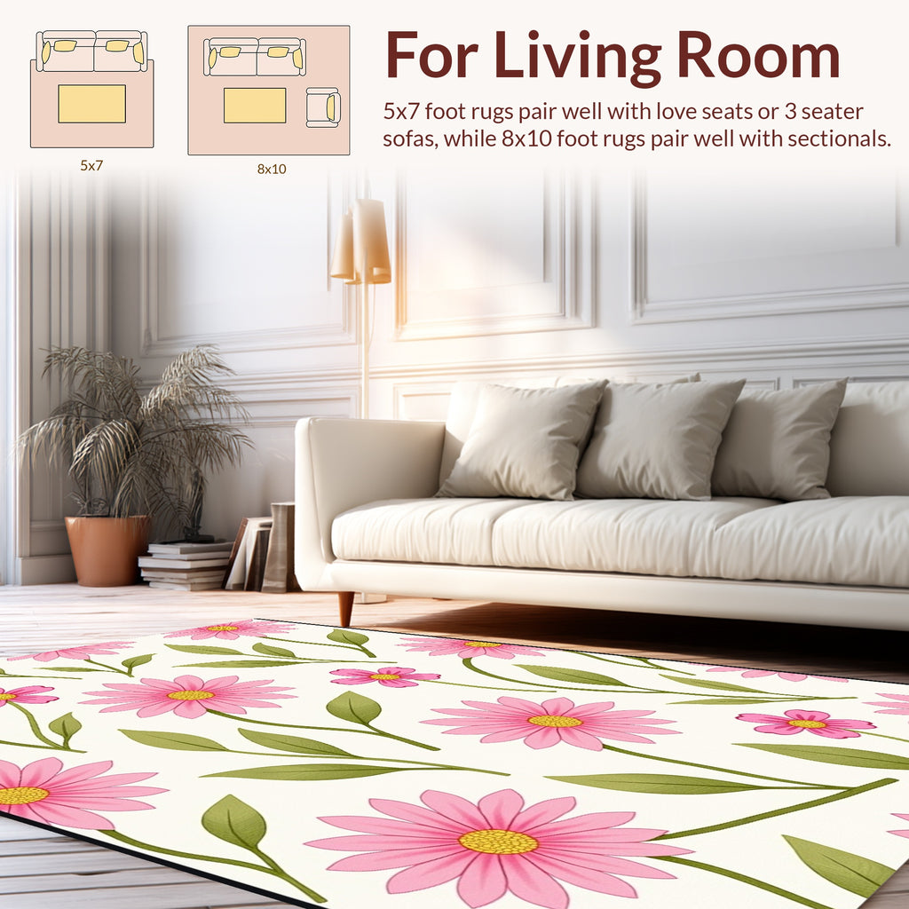 Pink Floral Ditsy Pattern Rug