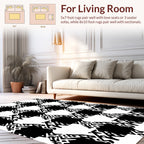 Black White Houndstooth Pattern Design Rug