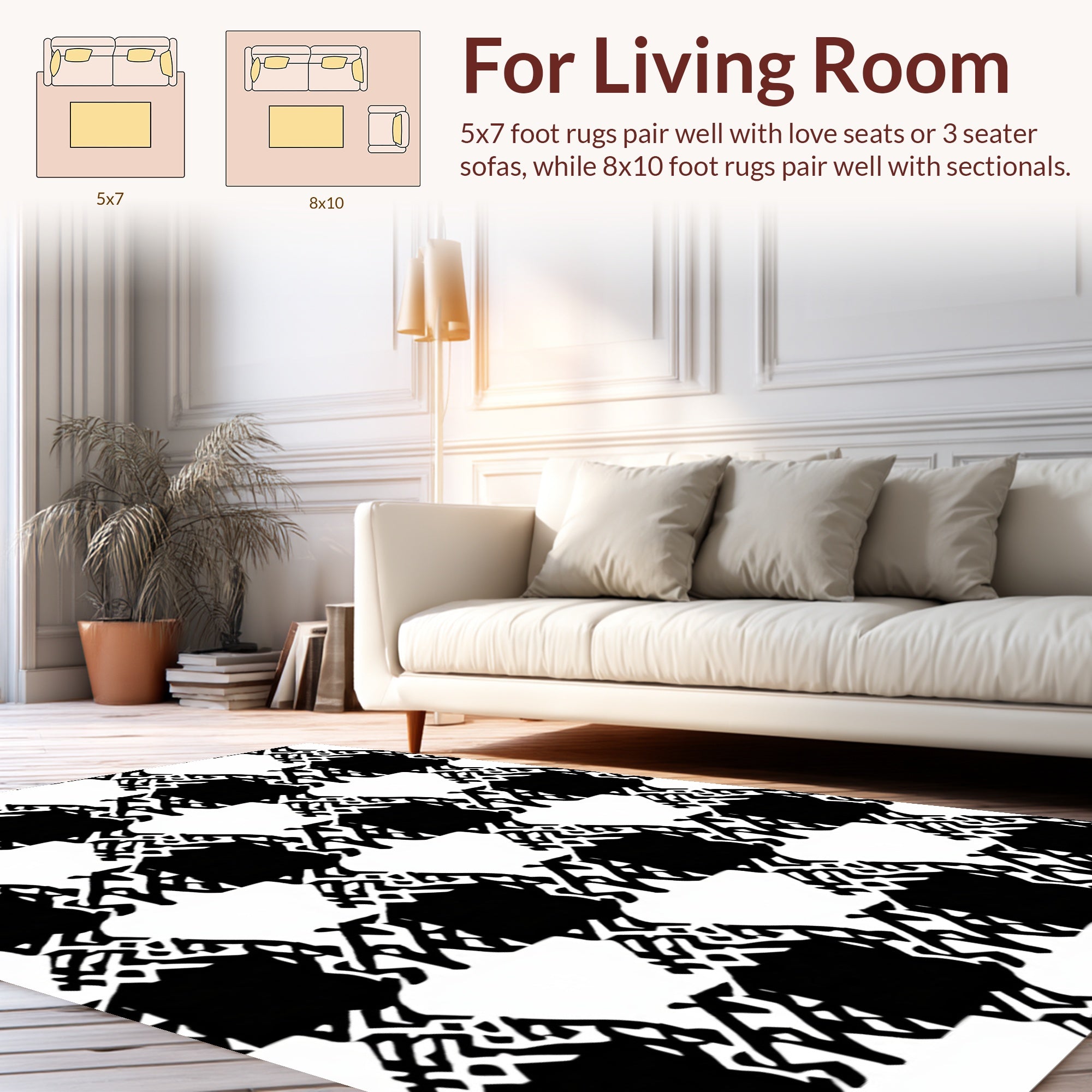 Black White Houndstooth Pattern Design Rug