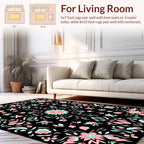 Floral Botanic In Black Design Rug
