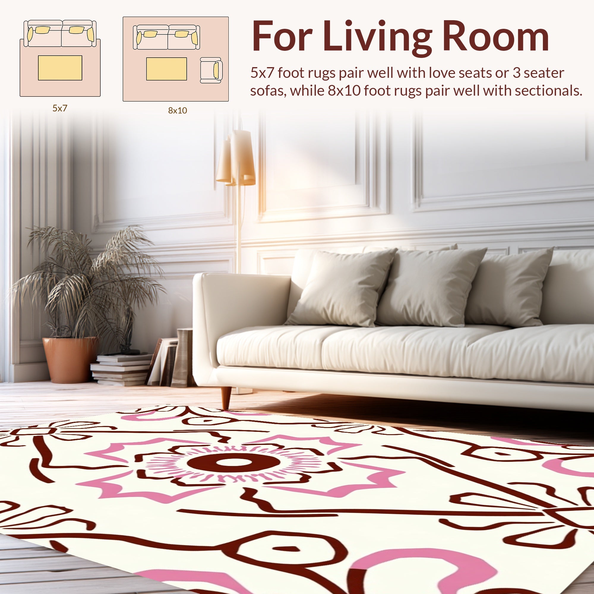 Bold Floral Motif with Pink Accents Rug