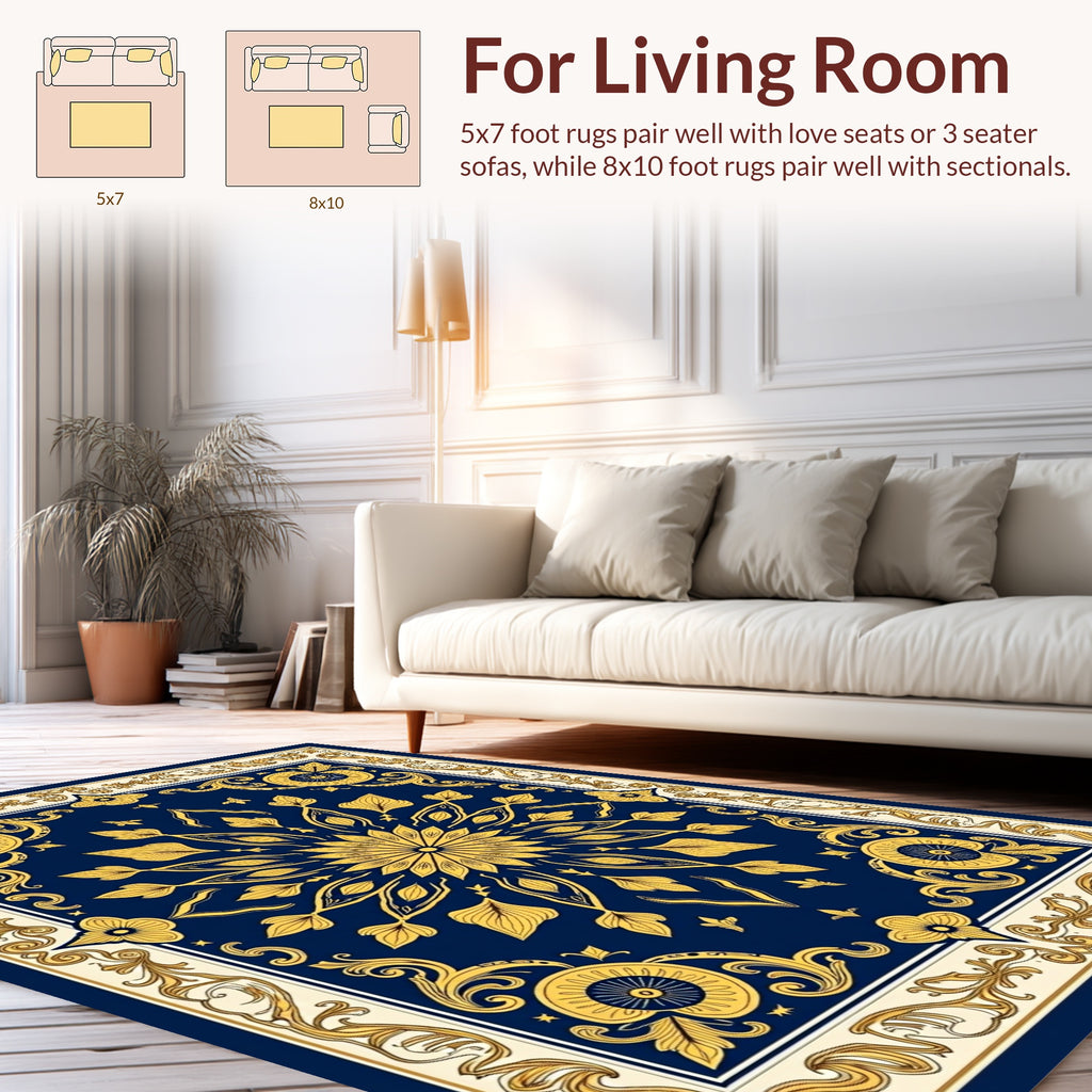 Ornate Floral Sunburst Pattern Rug