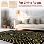 Abstract Golden Maze Pattern Design Rug