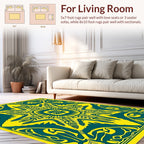 Art Nouveau Yellow Teal Floral Rug