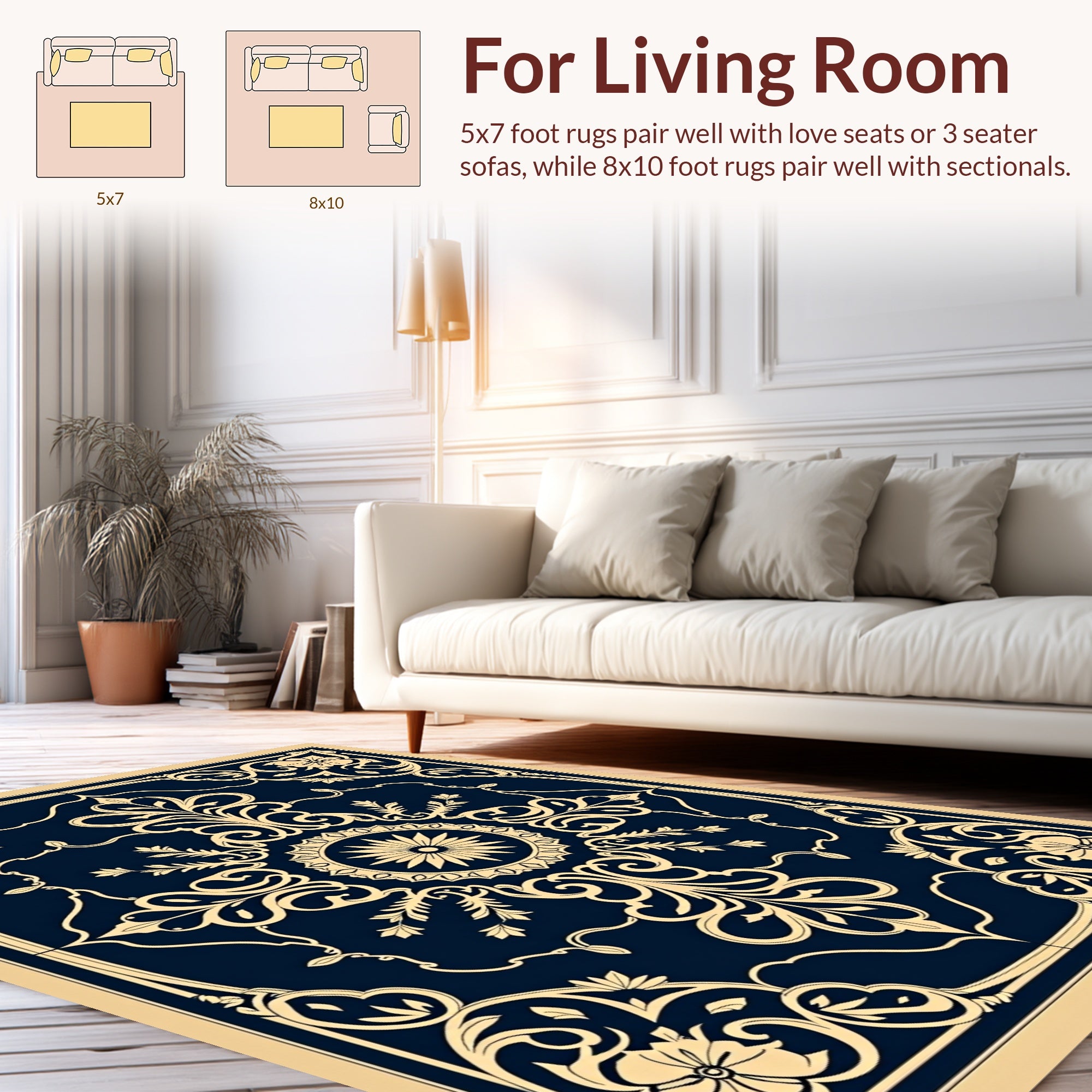 Ornate Floral Baroque Patterned Rug