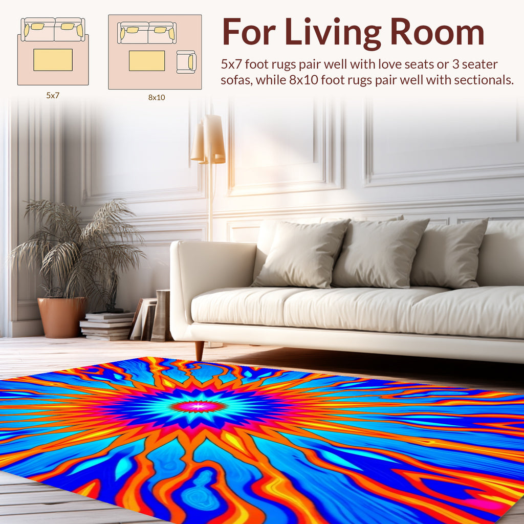 Vibrant Sunburst Floral Mandala Rug
