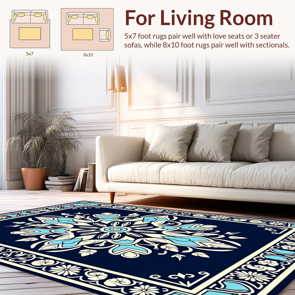 Elegant Floral Mandala Pattern Rug