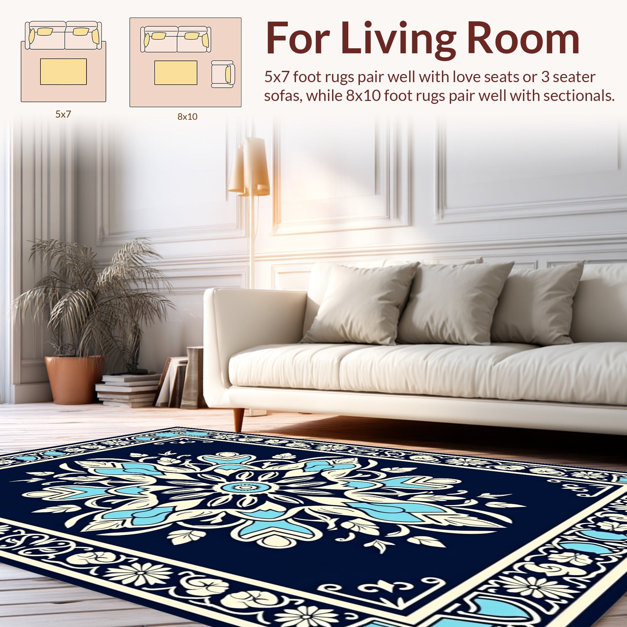 Elegant Floral Mandala Pattern Rug
