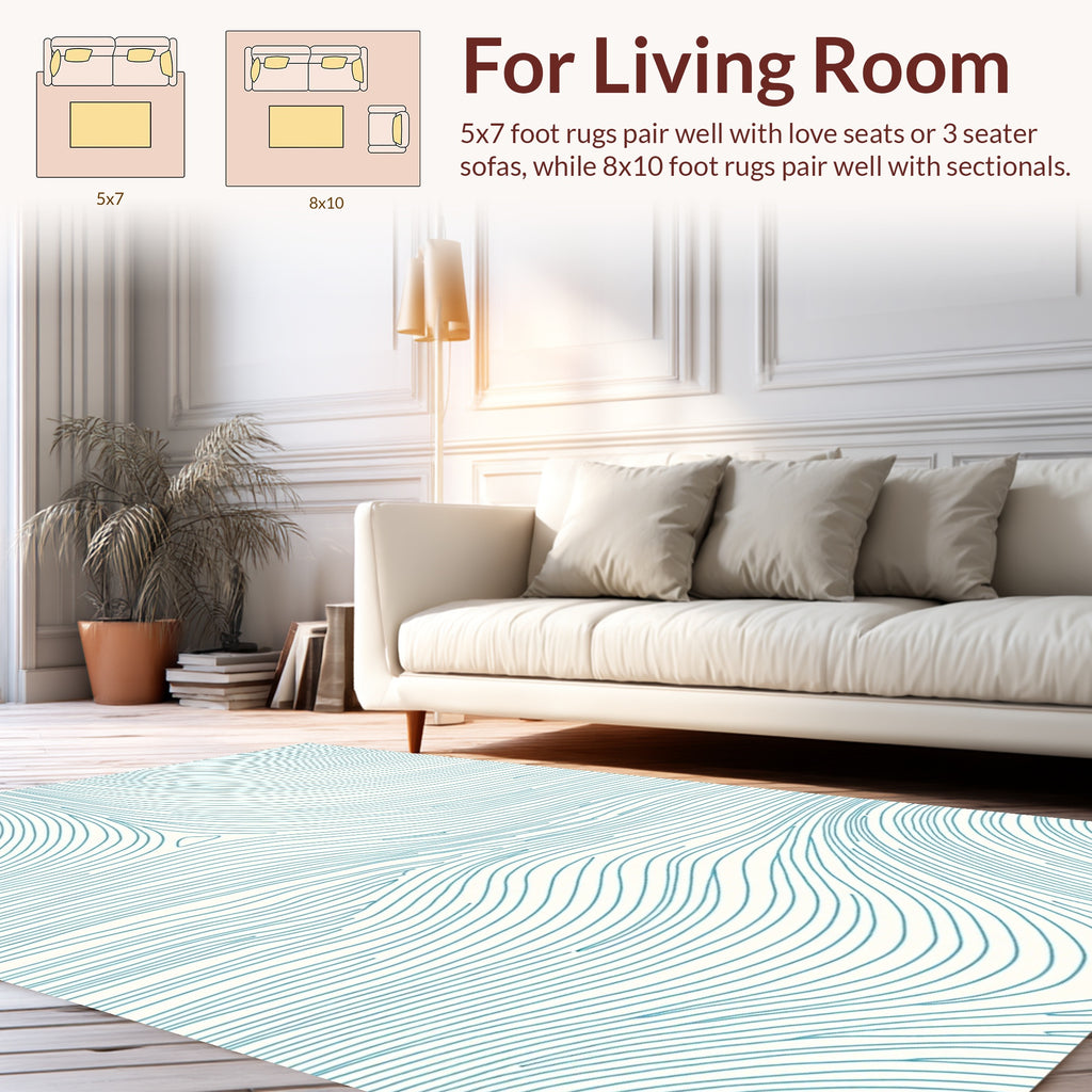 Abstract Blue Line Flow Rug